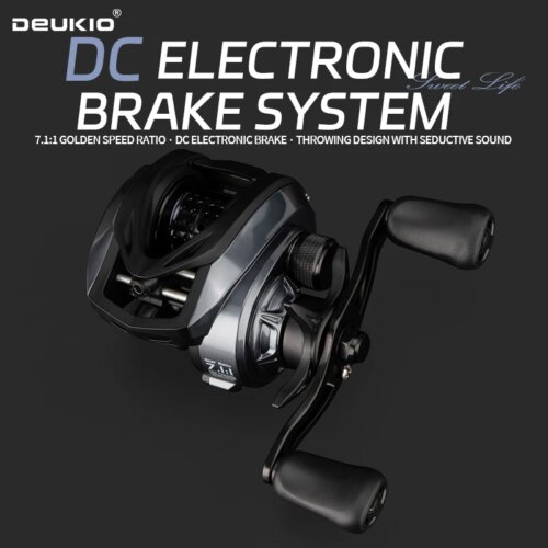 Carretilha Deukio DC Baitcasting 7.1:1 6+1 Rolamentos com Freio Eletrônico para Carpa e Água Salgada