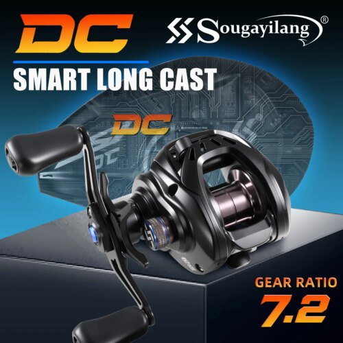 Carretilha Sougayilang SSX-DC Baitcasting 7.2:1 Drag 10kg 4+1 Rolamentos com Freio Eletrônico DC