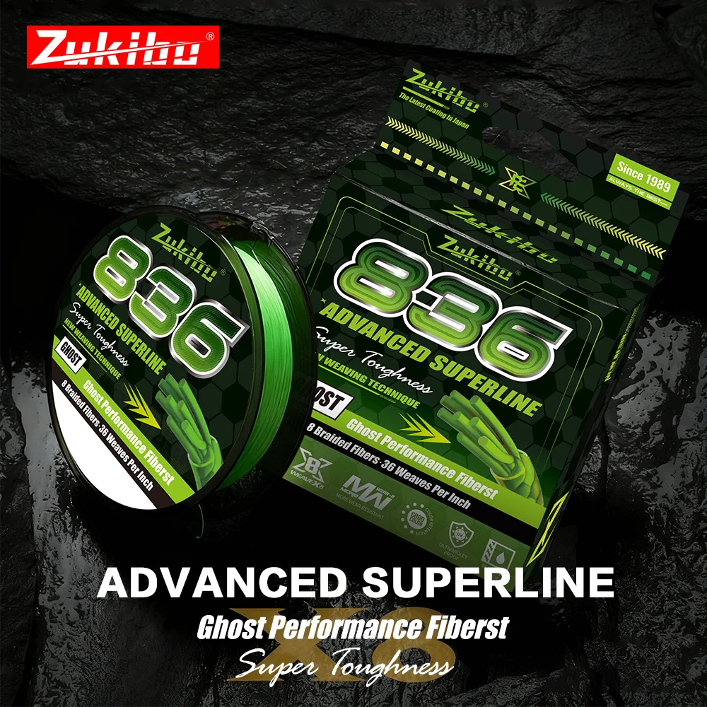 Linha ZUKIBO Ghost 836 Trançada 8 Fios 500m PE Anti-UV Linha Multifilamento ZUKIBO Ghost 836 Trançada 8 Fios 500m PE com Revestimento Anti-UV e à Prova d'Água