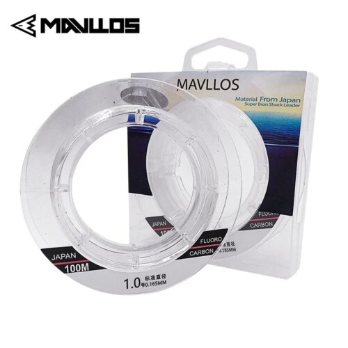 Linha de Fluorocarbono Mavllos 100% Monofilamento 50m/100m Líder de Carbono Japonês para Pesca de Carpa